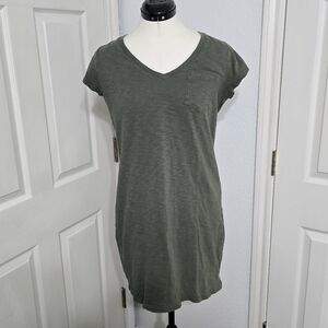 GAP Olive Green Short Sleeve Pocket T-Shirt Dress Size Small 100% Cotton Summer
